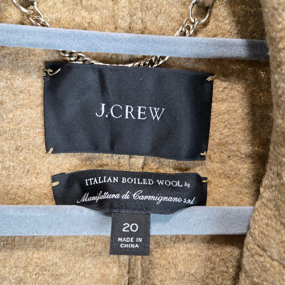 J.Crew Daphne Top Coat Italian Boiled Wool Tan Brown Plus 20 Double Breasted - Picture 3 of 8